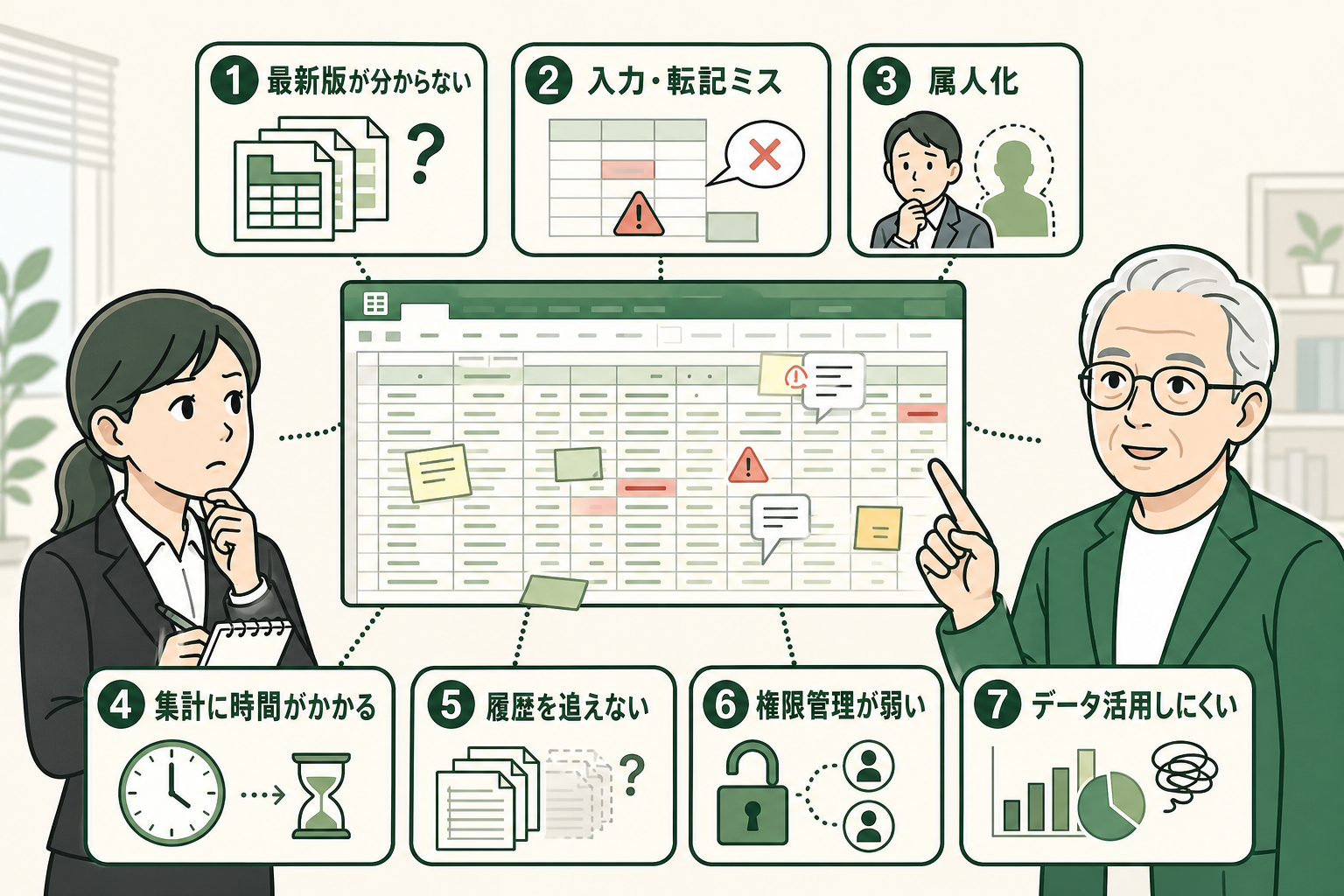 脱エクセルが必要な理由を7つのデメリットで整理した図